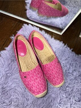 Michael Kors Hot Pink MK Monogram Espadrille Flats